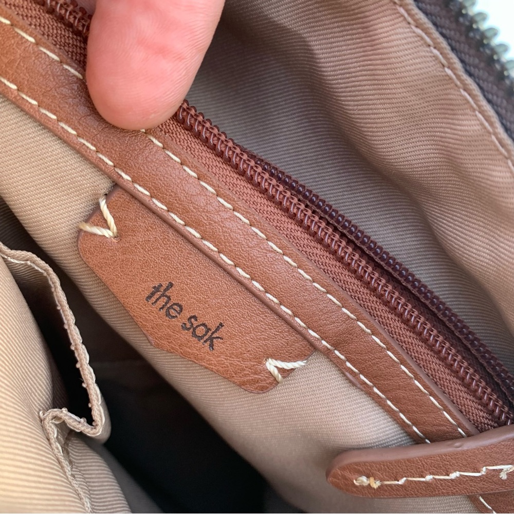 The Sak Lucia Crossbody Bag w/Neva Large Card Wallet in Mushroom & Indigo Block - Picture 8 of 12